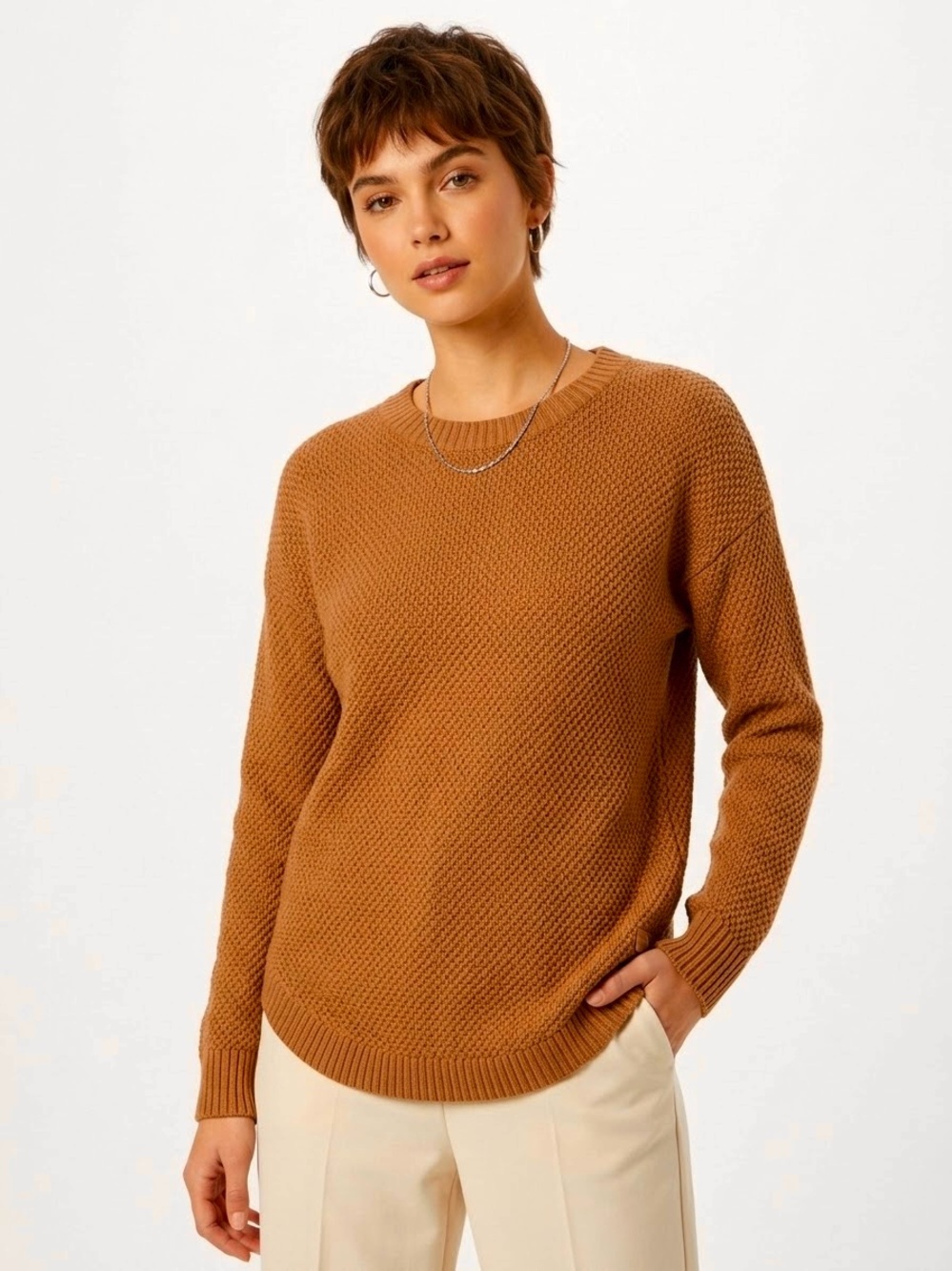 Tentree Chocolate Brown Waffle Knit Sweater Organic Cotton Earthy Goblincore